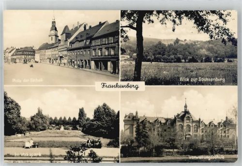 Frankenberg Platz der Einheit, Blick zur Sachsenburg, Volkspark, Verwaltungsschule