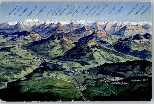Mittelberg Vogelschau Bergpanorama