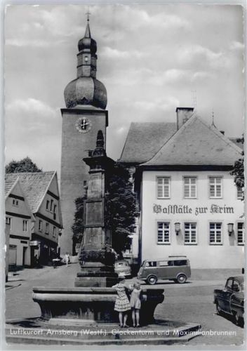 59755 W5760 Arnsberg , Westf - Glockenturm, Gaststätte zur Krim, Maximiliansbrunnen