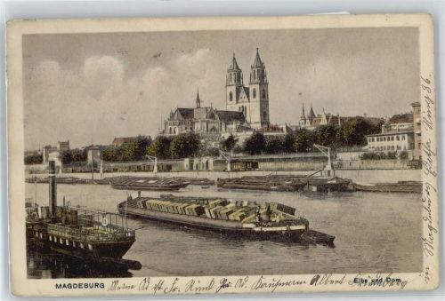 Magdeburg Dom, Elbe, Schiffe, Kunst-Karte
