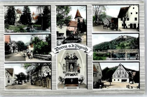 91247 W8561 Vorra , a d Pegnitz - Marktplatz Damenkapelle , Kuhtrieb