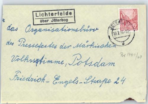 14913 O1700 Jüterbog - Landpoststempel Lichterfelde