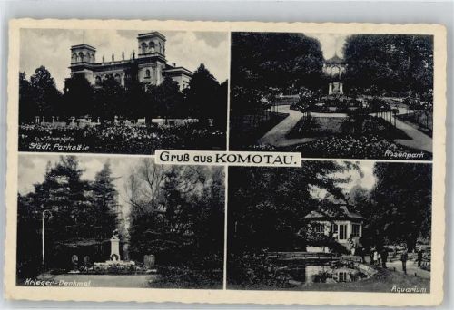 Chomutov Komotau - Kriegerdenkmal, Rosenpark, Aquarium