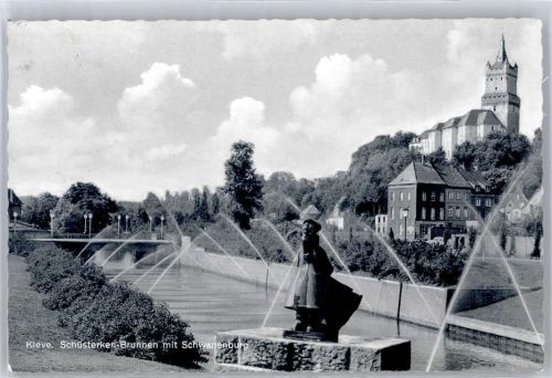 Kleve Schüsterken-Brunnen mit Schwanenburg
