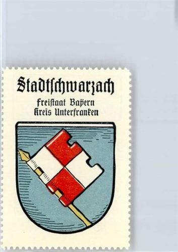 Stadtschwarzach Briefmarke, Wappen, Werbung Kaffee Hag