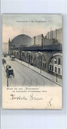 10115 W1000 Berlin Mitte - 1903, Bahnhof Friedrichstrasse, Strassenbahn, Kutsche