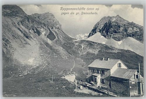 Oberstdorf 1908 Rappenseehütte Große Steinscharte Hüttenstempel