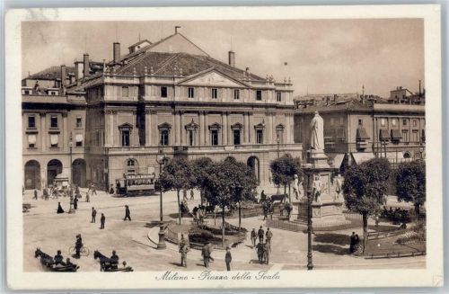 Milano 1912 Piazzo della Scala Straßenbahn