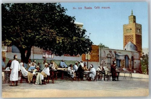 Tunis Lithographie Cafe maure