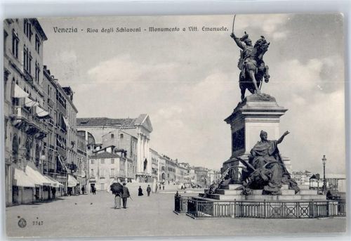 Venezia 1912 Riva degli Schiavoni Monumento a Vitt Emanuele
