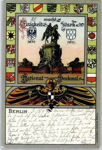 Berlin Mitte 1900 National-Denkmal Wappen