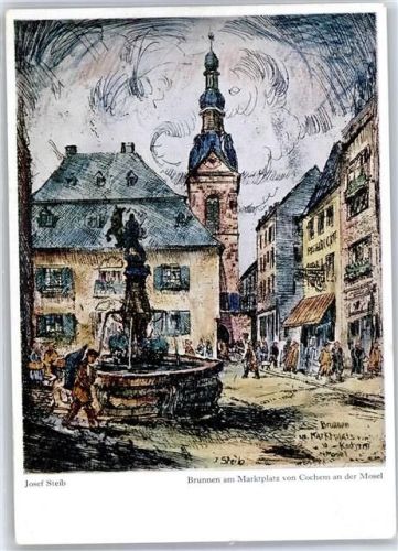 Cochem Brunnen am Marktplatz sign.Josef Steib