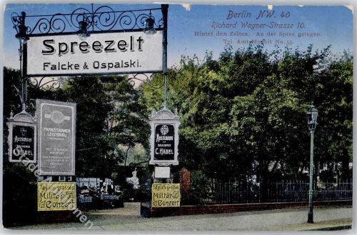 10115 W1000 Berlin, unsortiert Lithographie Gasthaus Spreezelt Richard Wagner Strasse 10