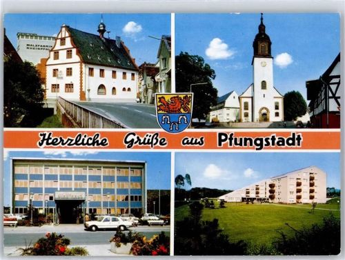 Pfungstadt Malzfabrik Rheinpfalz Wappen Kirche Stadthaus