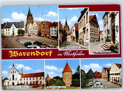 Warendorf 1979 Marktplatz Rathaus Kloster Bentheimer Turm