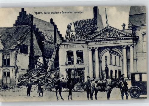 Ypres Durch englische Granaten zerstört Auto Pferde