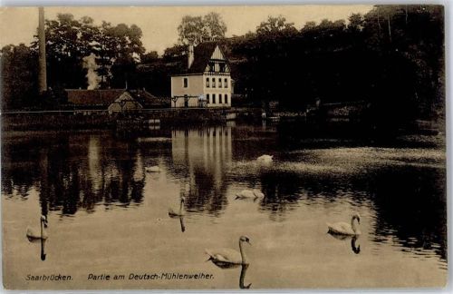 Saarbrücken 1910 Partie am Deutsch-Mühlenweiher