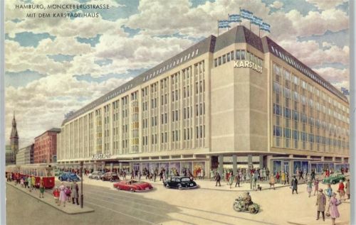 Hamburg Mönckebergstraße Karstadt Autos Straßenbahn