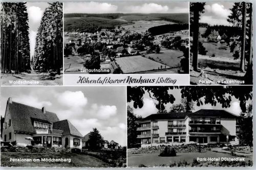 Neuhaus Pensionen am Mädchenberg Hotel Düsterdiek Forsthaus Lakenhaus Waldschneise Fliegeraufnahme