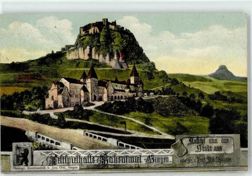 78224 W7700 Singen Hohentwiel Lithographie / Künstlerkarte 1911 Festspielhalle Hohentwiel