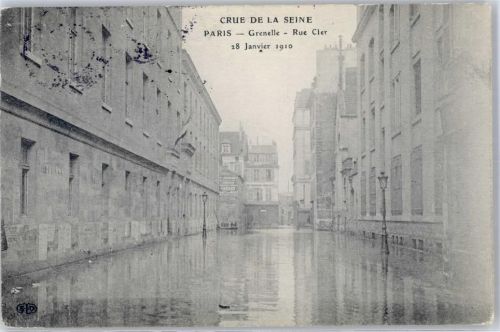 75000 Paris 1910 - Rue Cler,Crue de la Seine Hochwasser
