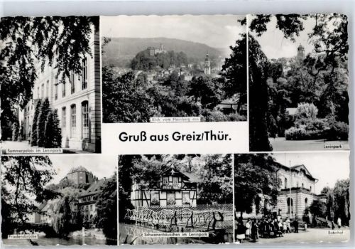 Greiz Sommerpalais im Leninpark Blick vom Hainberg Friedensbrücke Schwanenhäuschen Bahnhof