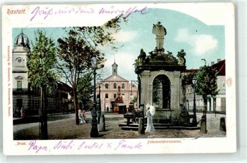 76437 W7550 Rastatt 1902 Lithographie Johannisbrunnen