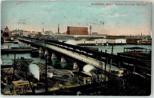 Boston 1908 Charlestown Bridge