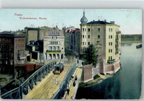 Posen Poznan 1915 - Straßenbahn Apotheke Wailischeibrücke Feldpost WK I