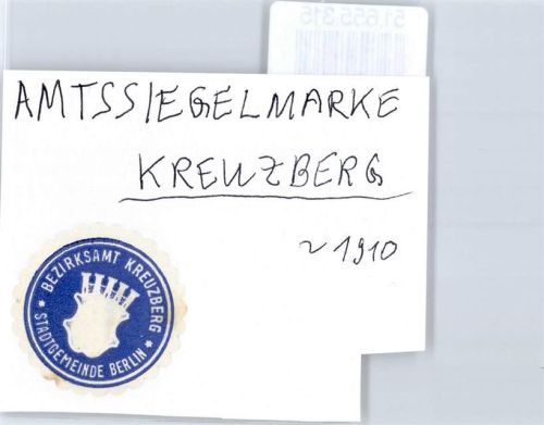 10115 W1000 Kreuzberg 1910 Siegelmarke Amtssiegelmarke Bezirksamt