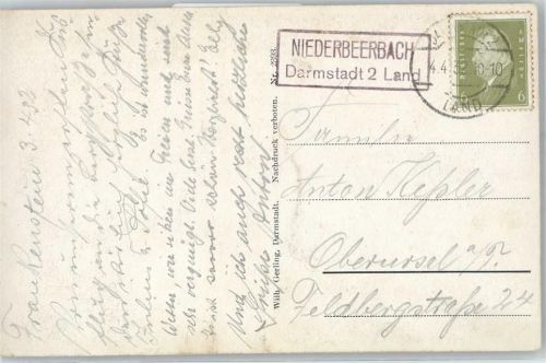 Nieder-Beerbach Landpoststempel Burgruine Frankenstein a.d. Bergstraße