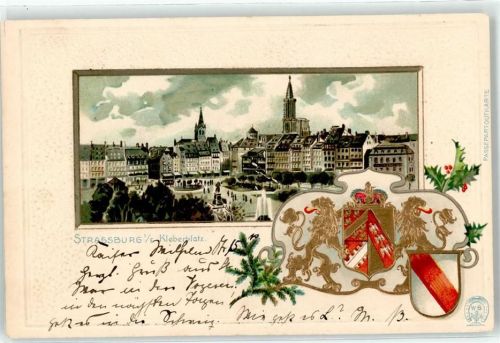 67000 Strasbourg Straßburg (Elsass) 1904 Prägedruck Kleberplatz