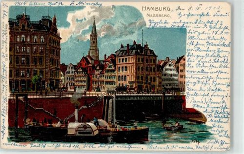 Hamburg Messberg Brücke Dampfschiff