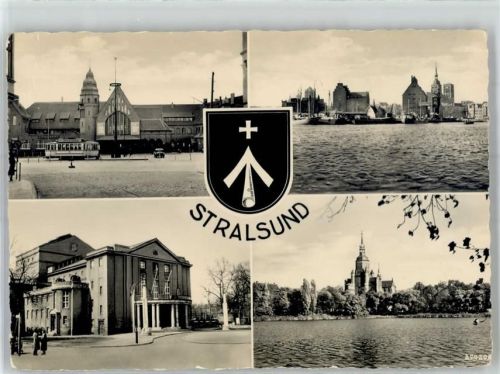 Stralsund Hafen Ev. Marienkirche Bahnhof Straßenbahn