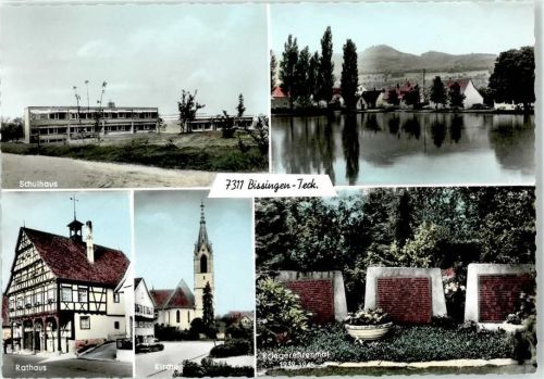 73266 W7311 Bissingen an der Teck - Schule Kriegerdenkmal 1939-45 Kirche