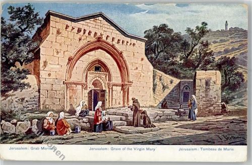 Jerusalem Lithographie Grab Mariens