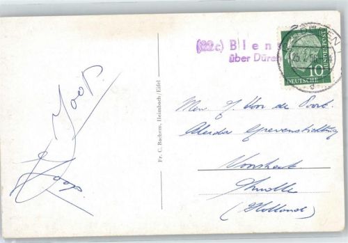 Blens Landpoststempel Stausee Heimbach