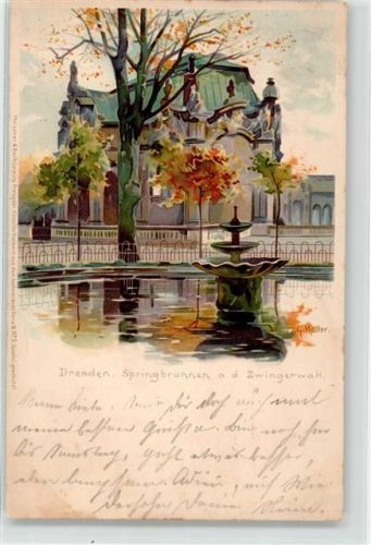 Dresden 1899 Springbrunnen am Zwinger