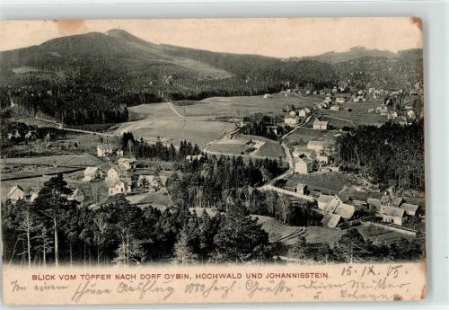 Kurort Oybin 1905 Blick vom Töpfer Hochwald Johannisstein