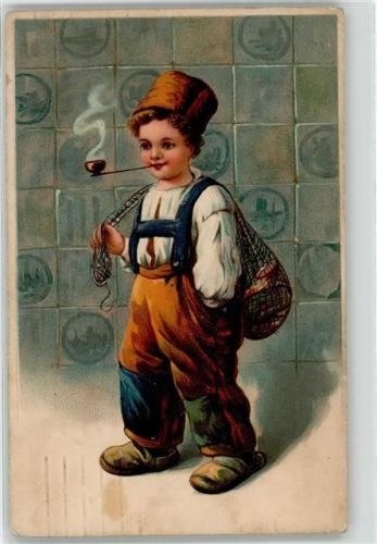 Kind Pfeife 1909 Prägedruck