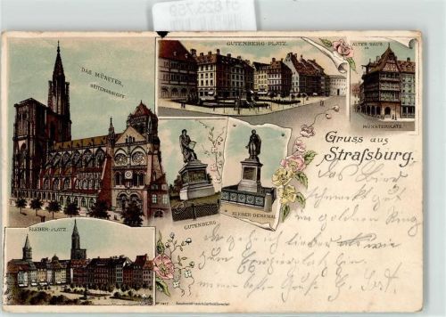 67000 Strasbourg Straßburg Lithographie