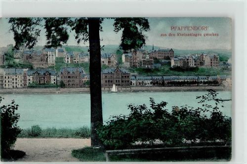 Pfaffendorf 1910 Blick von den Rheinanlagen