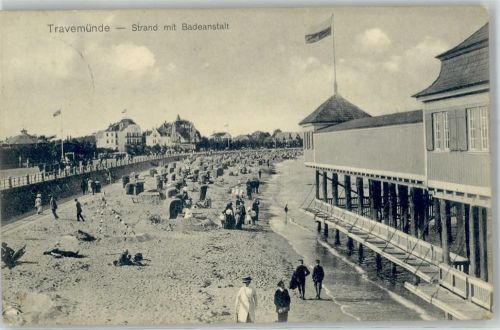23552 W2401 Travemünde 1912 - Strand Badeanstalt
