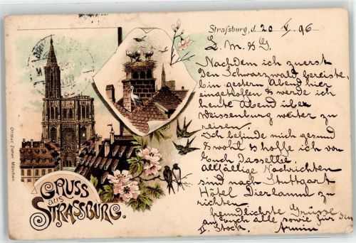 67000 Strasbourg Straßburg Lithographie