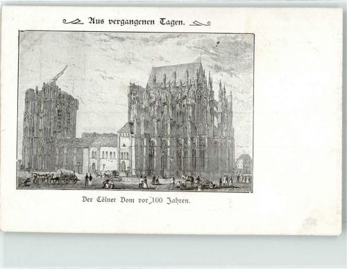 50667 W5000 Köln Stadt Lithographie / Künstlerkarte Dom vor 100 Jahren signiert