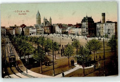 Köln Stadt 1907 Neumarkt Straßenbahn