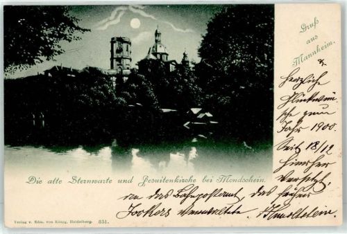 Mannheim 1900 alte Sternwarte Jesuitenkirche