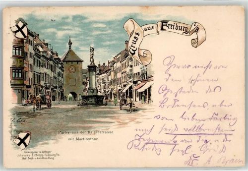 W7800 Freiburg im Breisgau Martinstor Liebich C. 1898 Künstlerkarte