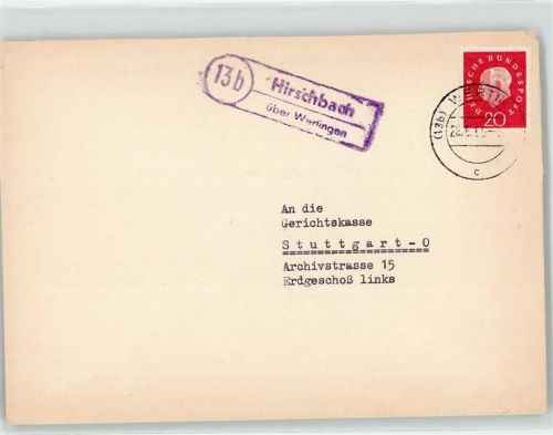 86637 W8857 Hirschbach , Schwab KEINE AK Landpoststempel