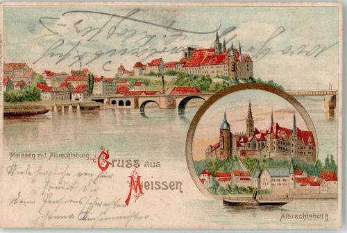 01662 O8250 Meißen , Sachs Lithographie / Künstlerkarte 1903 Albrechtsburg